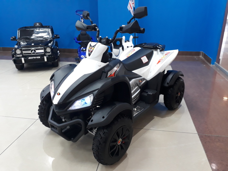 Детский электроквадроцикл Dongma ATV White 12V с кожаным сиденьем - DMD-268A-LUX-W