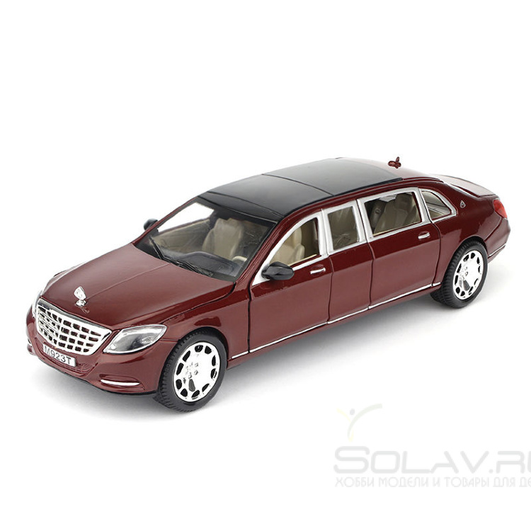 Металлическая модель Mercedes-Benz S600 Pullman Red (свет, звук, инерция) - M923T-6