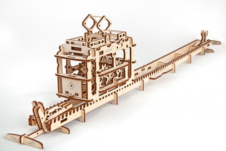 Конструктор 3D-пазл Ugears - Трамвай с рельсами